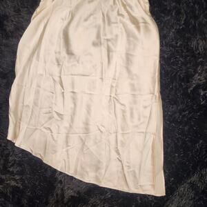 NWT Grace Karin XL Ivory Satin Thigh Slit Asymmetrical Skirt, Stretch
